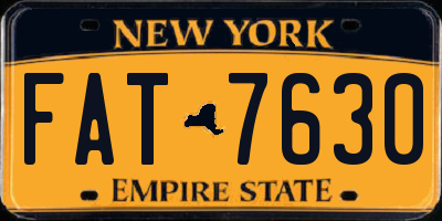 NY license plate FAT7630