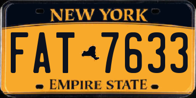 NY license plate FAT7633