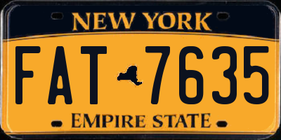 NY license plate FAT7635