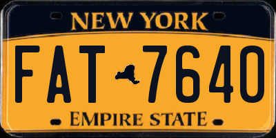 NY license plate FAT7640