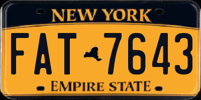 NY license plate FAT7643