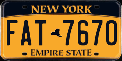 NY license plate FAT7670