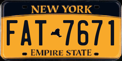 NY license plate FAT7671