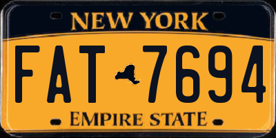 NY license plate FAT7694