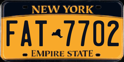 NY license plate FAT7702