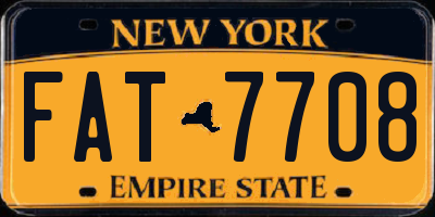 NY license plate FAT7708