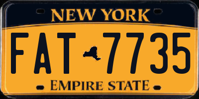 NY license plate FAT7735