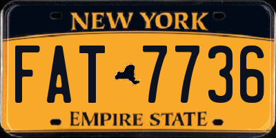 NY license plate FAT7736