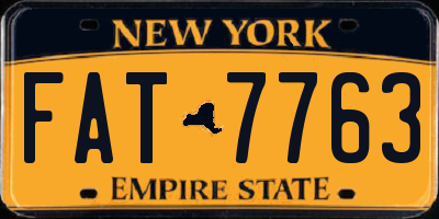 NY license plate FAT7763