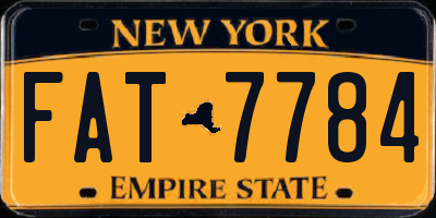 NY license plate FAT7784
