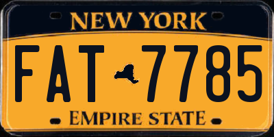 NY license plate FAT7785
