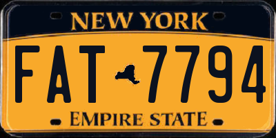 NY license plate FAT7794