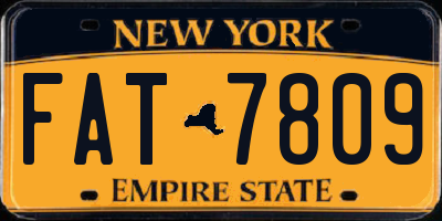 NY license plate FAT7809