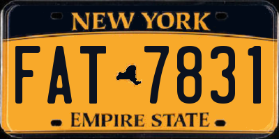 NY license plate FAT7831