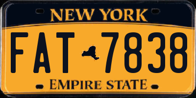 NY license plate FAT7838