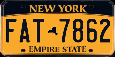 NY license plate FAT7862