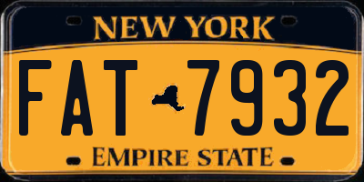 NY license plate FAT7932