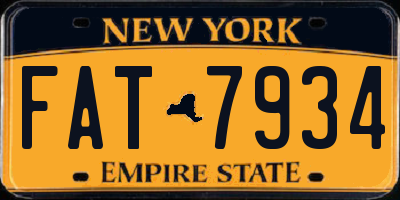 NY license plate FAT7934