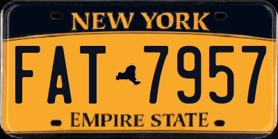 NY license plate FAT7957