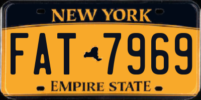 NY license plate FAT7969