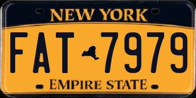 NY license plate FAT7979