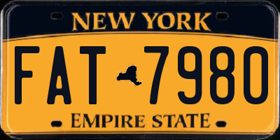 NY license plate FAT7980
