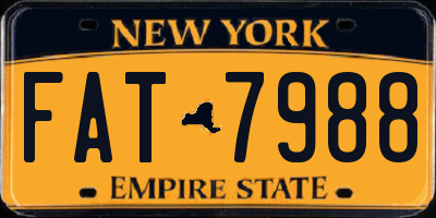 NY license plate FAT7988