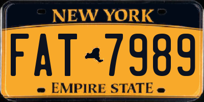 NY license plate FAT7989