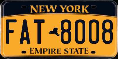 NY license plate FAT8008
