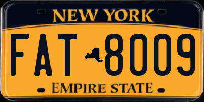 NY license plate FAT8009