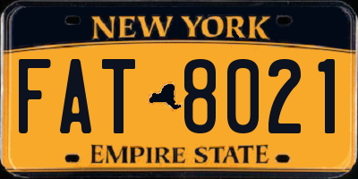 NY license plate FAT8021