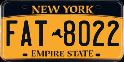NY license plate FAT8022