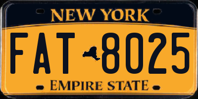 NY license plate FAT8025