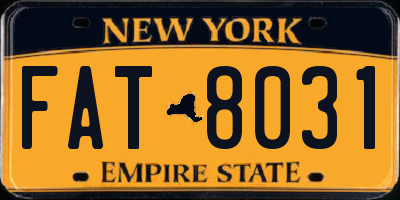 NY license plate FAT8031
