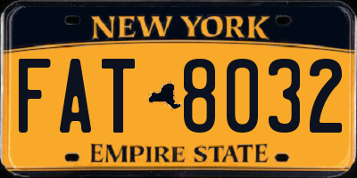 NY license plate FAT8032