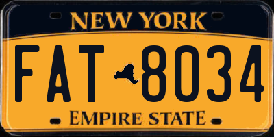 NY license plate FAT8034