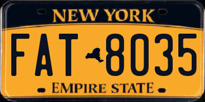 NY license plate FAT8035