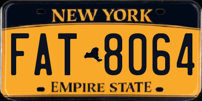 NY license plate FAT8064
