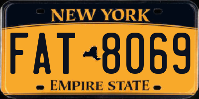 NY license plate FAT8069