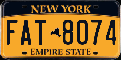 NY license plate FAT8074