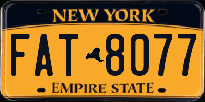 NY license plate FAT8077