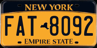 NY license plate FAT8092