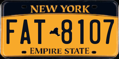 NY license plate FAT8107