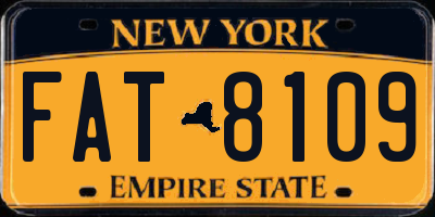NY license plate FAT8109