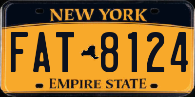 NY license plate FAT8124