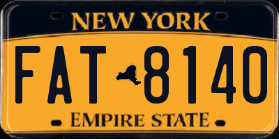NY license plate FAT8140