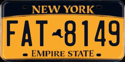 NY license plate FAT8149