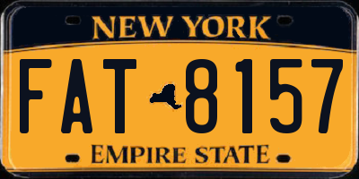 NY license plate FAT8157