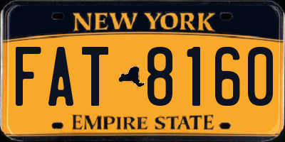 NY license plate FAT8160