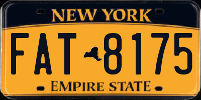 NY license plate FAT8175